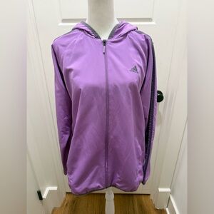 Adidas. Windbreaker/Track Jacket. Orchid w/Gray Stripes. Size Large.